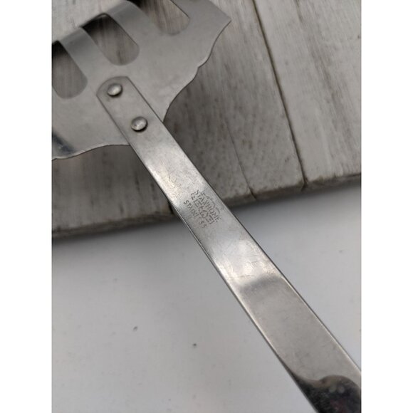 Stanhome USA Stainless Slotted Spatula Strainer Turner Brown 13" Scalloped Curve - Picture 6 of 6